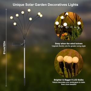 Solar Lights Outdoor(4-Pack, 32 LEDs), ASMAD Solar Garden Lights, Outdoor Decorations, Firefly Light for Patio Decor, Big Bulb, Unique Gifts for Women, Gifts for Grandma