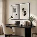 Large Framed Neutral Abstract Wall Art for Living Room Set of 2, 24x36 In, 24" W x 36" H x 2Pcs