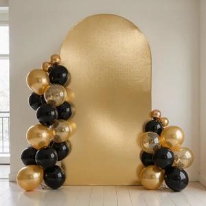 Gold Shimmer Arch Backdrop Cover 7.2FT with Zipper,Thick Soft Stretchy Sequin Glitter Spandex Fitted Chiara Cover for Wedding Birthday Baby Shower Graduation Party Photo Backdrop