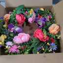 Briful 24 Inch Fall Wreath for Front Door, Autumn Floral Wreath | With Silk Peonies Orange Rose, Berries, for Thanksgiving Harvest Festival, Indoor Outdoor Farmhouse Wall Window Decor