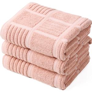 anyi 100 Cotton Pink Kitchen Towels, Absorbent Dish Towels for Washing Dishes, Kitchen Hand Towels with Loops for Drying Dishes (Large)