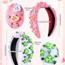 Zeyune 2 Pcs Valentines Day Headbands for Women Valentine Beaded Heart Headband Jeweled Rhinestone Knot Hair Accessories Mardi Gras Outfit for Holiday Gifts(Pink and White)