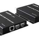 200M KVM IP Extender, Over RJ45 cat5e/6 1080P HDMI USB KVM Ethernet Extender one to Many by Gigabit Switch for PC DVR Loptop Support Mouse Keyboard Support Touch Screen Function (TX + RX)