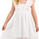 Little Bitty Girls Long Sleeve A-Line Tulle Princess Dress, Midi Length Casual Party Ribbed Knit Top Tulle Skirt, 110