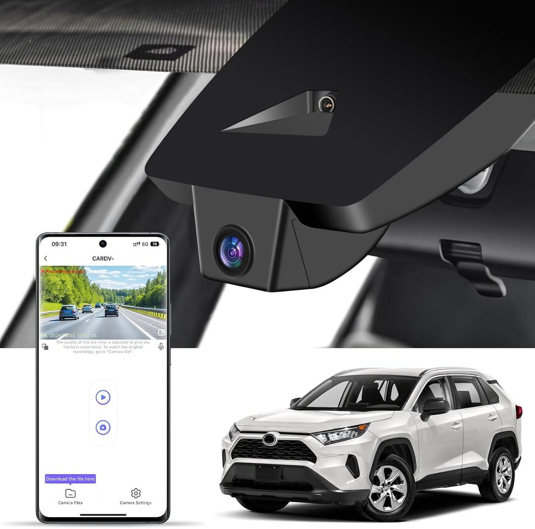 4K Dash Cam fit for Toyota RAV4 2022 2023 2024 2025 LE Limited SE Adventure XLE Premium XSE (Model B) with Vent Hole, OEM Look, G-Sensor, Loop Recording, 24H Parking Monitor, 128GB Card (Front 4K only)