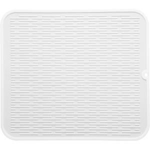 Silicone Dish Drying Mat for Multiple Usage,Easy clean,Eco-friendly,Heat-resistant Silicone Mat for Kitchen Counter or Sink,Refrigerator or Drawer Liner White XL 18 inches x 16 inches