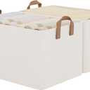 StorageWorks Fabric Storage Bins, Extra Large Storage Baskets for Shelves, Closet Organizers and Storage Bins with Metal Frame, Handles, Jumbo, Natural Color, 2-Pack
