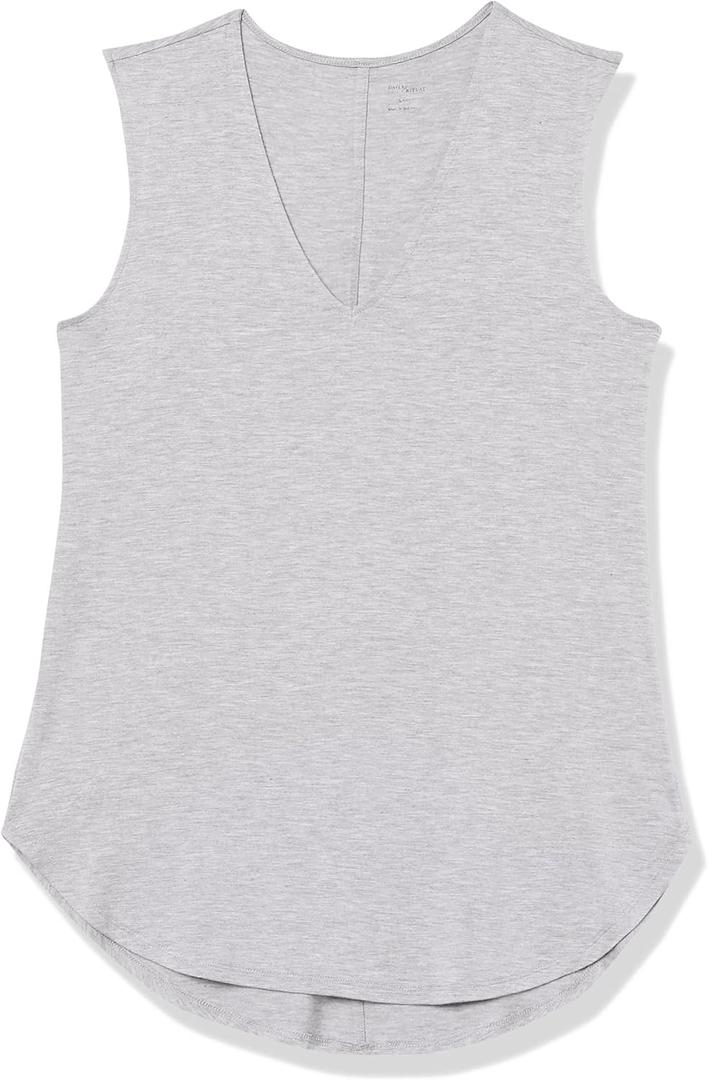 Amazon Essentials Women's Jersey Standard-Fit V-Neck Tank Top (Previously Daily Ritual) (Small, Light Grey Heather)