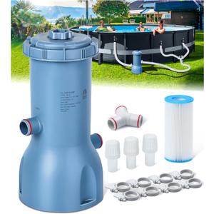 Pro Series 1000 GPH Above Ground Pool Filter Pump, Powerful Pool Cartridge Filter Pump, Water Circulation and Filtration System -Improved Water Clean & Clarity, Pools Pumps Above Ground-Gray