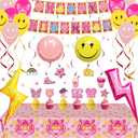 25 PCS Preepy Party Decorations for Girls Preepy Party Supplies with Banner, Balloons, Tablecloth, Cake Toppers & Foil Balloons, Preppy Birthday Party Supplies