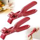 Silicone Non-Slip Heat Insulation Anti-Scald Clip, 2025 Multi-Purpose Anti-Scald Bowl Holder Clip for Kitchen Multi-Function Anti-Scald Bowl Clip Hot Bowl Dish Plate Gripper Clips (Red, Green  2Pack)