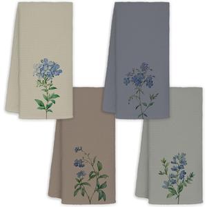 JINYO Boho Blue Wildflower Hand Towels for Bathroom Set of 4, Neutral Botanical Decorative Towels for Kitchen Spa Guest Bathroom Decor, 16x24 Inch