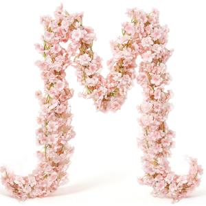 YRIOWMI 10PCS 59FT Artificial Silk Cherry Blossom Garland, Hanging Sakura Flower Vines for Wedding Party Home Arch Office Sakura Decor (Light Pink)