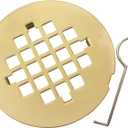4-1/4" Snap-in Shower Drain Cover 304 Stainless Steel Round Replacement Floor Drain Cover, Drain Strainer, Lattic,with Hook(Brushed Gold)