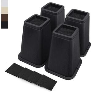 ANNKUT 8 Inch Heavy Duty Bed Risers, Furniture Risers for Desk, Chair, Table or Sofa, Couch Lift Risers, Supports up to 2200 lbs per Leg(4 Pack Black)