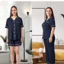 Rnxrbb 3 PCS Women Maternity Pajamas Set Nursing Postpartum Breastfeeding Pjs Sleepwear Lounger Clothes Button Down,Navy Blue S