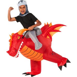 Morph Red Dragon Inflatable Costume - Kids Dragon Rider Dinosaur Ride On