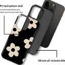 Compatible with iPhone 16 Pro Case - Dual-Layer Protection, Hard Shell with Silicone Interior,Slim Scratch Resistant Shockproof for Woman Men - Black White Flower Floral