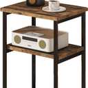 Garvee 3 Tier End Table, Tall Side Table with Storage, Telephone Tables with Metal Frame Small Nightstand for Small Spaces for Living Room Bedroom Sofa Couch Hall Easy Assembly Brown