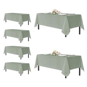 sancua Rectangle Tablecloths for 8 Foot Tables, 5 Pack - Washable Polyester Fabric Table Cloth for Wedding Party, Birthday, Banquet Reception, 60x120 Inch, Sage Green