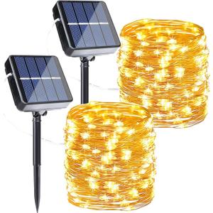 Joomer Solar Fairy Lights, 2-Pack Total 80FT 240LED Solar String Lights Outdoor Waterproof 8 Lighting Modes for Patio Fence Party Garden Yard Home Holiday Tree Outdoor Decoration (Warm White)
