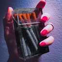 7 x Transparent Cigarette Case for King Size 85mm, Holds 20 Cigarettes,Stylish with Gold Powder Design (Black)