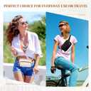 Fanny Packs for Women, Leather Fanny Pack Belt Bag for Women Men with 5 Zipper Pockets Adjustable Belts 4 Card Slots, White Fanny Pack Crossbody Fashion Waist Packs for Running Disney Hiking