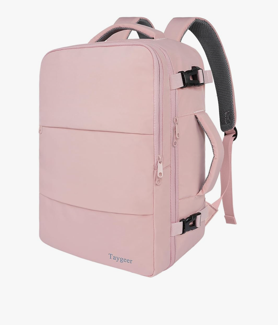 Taygeer Travel Backpack for Women, Carry On Backpack with USB Charging Port & Shoe Pouch, TSA 15.6inch Laptop Mochila Flight Approved, Nurse Bag Casual Daypack for Weekender Business Hiking, Pink L