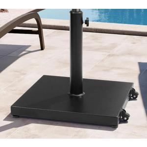 40 lbs. Concrete Patio Umbrella Base in Black With Wheels
