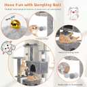 Sweetcrispy 54 Inch Cat Tree Tower, Multi-Level Tower with Cat Scratching Post, Indoor Cat Condo with Climbing Ladder, Plush Toy, Play House for Cat, Light Grey