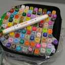 Alcohol Markers 100 Colors Art Markers Professional Art Pen Dual Tips Plus 1 Blender Permanent Ink for Painting, Coloring and Drawing (White)