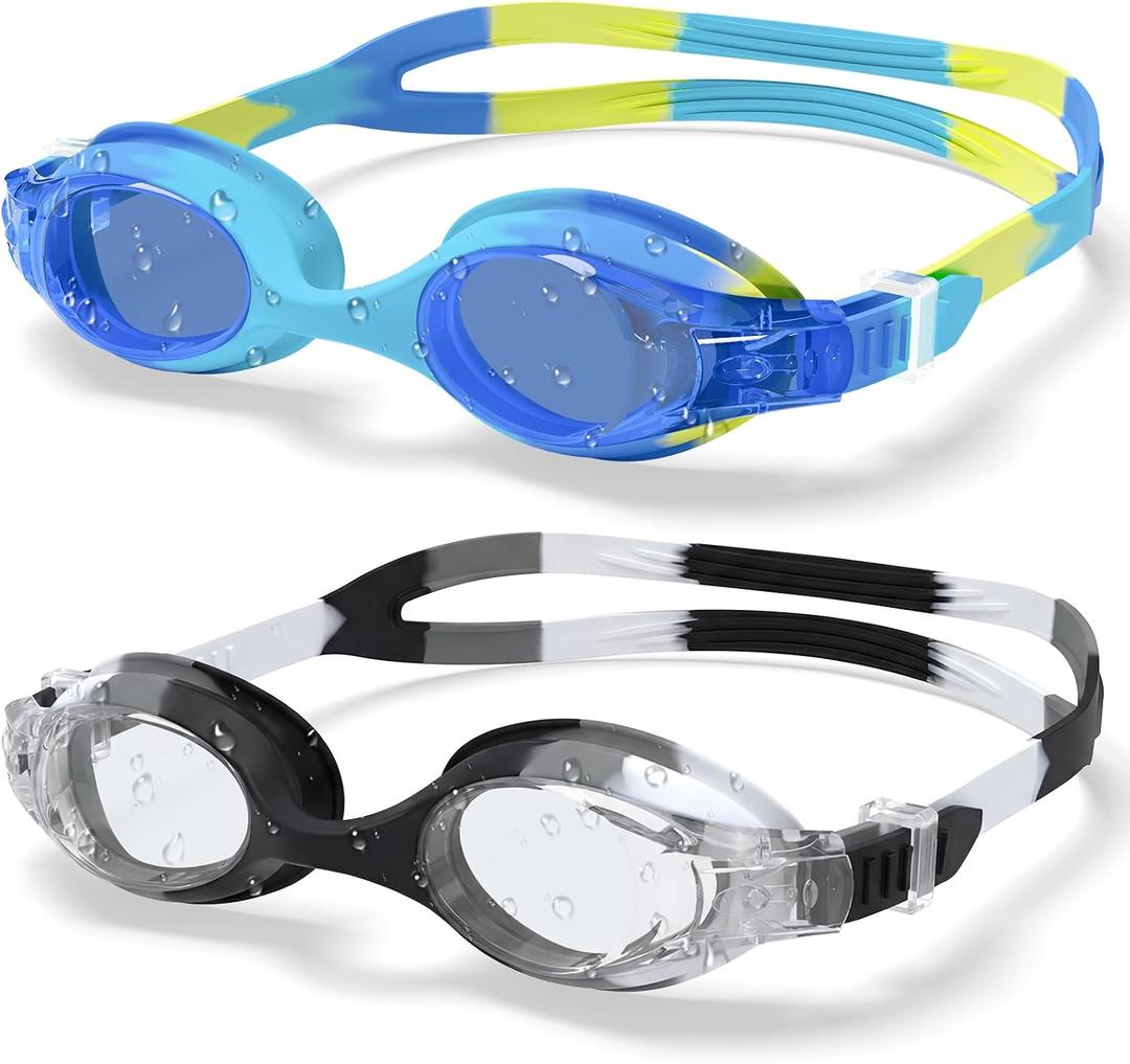 2 x Aegend Swimming Goggles for Kids 3-8 Anti-UV Anti-Leak for Swimming | Anti-Fog Comfort Fit Swim Goggles for Kids Toddler Boys Girls Ideal for Pool, Beach, Swim Lessons, Vacation