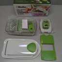 Mueller Pro-Series 10-in-1, 8 Blade Vegetable Chopper, Onion Mincer, Cutter, Dicer, Egg Slicer with Container, French Fry Cutter Potato Slicer, Home Essentials, Salad Chopper White Sand/Green