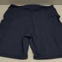 HOFISH Maternity Shorts for Women Over The Belly Pregancy Biker Shorts Workout Active Running Short Pants with Pockets (Large, Yoga Shorts: Navy Blue)