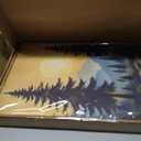 Framed 3pcs Vintage Pine Forest Wall Art Nature Landscape Full Moon Canvas Prints Woodland Picture Poster Misty Forest Paintings Wall decor for Living Room Bedroom O