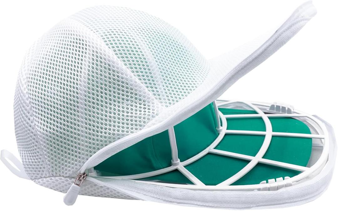 Hat Washer Cage for Washing Machine, Cap Washer with Mesh Bags Baseball Caps Cleaner/Cleaning Protector Cage (1 Pack White)