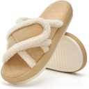 Chantomoo Women's House Slippers Memory Foam Slide Open Toe Slippers for Bedroom Indoor Bedroom Outdoor Brown 9-10