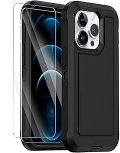 Annymall for iPhone 12 Case/iPhone 12 Pro Case, Heavy Duty Shockproof Drop Protection Military Grade Multi-Layer Rugged Bumpers Protective Phone Cover with 2 Screen Protector 
