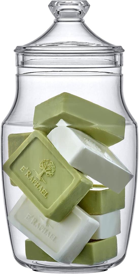 Amazing Abby - Beatrice - Acrylic Apothecary Jar (66 oz), Bathroom Canister, Decorative Jar, Vanity Organizer, Kitchen Storage, Candy Buffet, Wedding Display, BPA-Free and Shatter-Proof