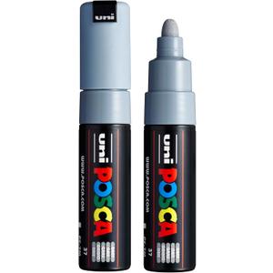 posca uni PC-7M Water-Based Paint Markers, Broad Tip (4.5-5.5mm), Grey, 2 Count