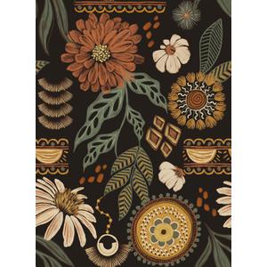 Simon&Siff Boho Floral Wallpaper Peel and Stick 17.3" x 80" | Sun Floral Retro Contact Paper Removable Self Adhesive Contact Paper, Renter Friendly for Cabinets, Furniture, DIY Decor
