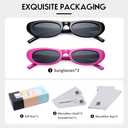3 x SCVGVER Oval Sunglasses for Women Men, 90s Skinny Sun Glasses, Tiny Retro Shades, UV400 Protection (Black Frame - Gray Lens + Purple Frame - Gray Lens)