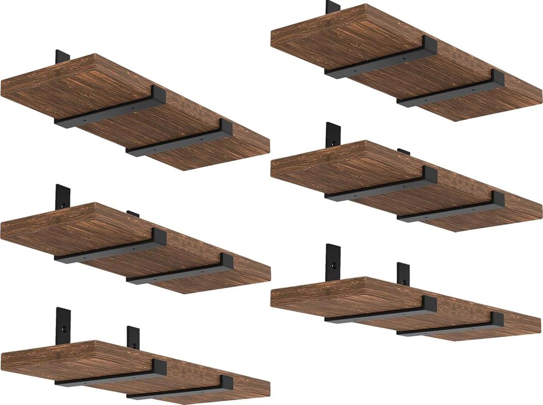WEKIS Shelf Brackets 12 Inch, Strong Heavy Duty Floating Shelf Brackets Pack of 12, Industrial Metal Iron Matte Black Shelving Brackets 1/5 Inch Thick Brackets for Shelves 12 PCS