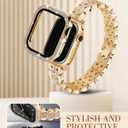 Bling Band Compatible with Apple Watch Bands 40mm for Women, Diamond Jewelry Replacement Metal Wristband Strap Shiny Bracelet with Crystal Protector Casefor iWatch Series SE/6/5/4 Gold