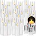 YOROXRG Set of 24 Flickering Flameless Candles Battery Operated with Remote and 2/4/6/8 H Timer Plexiglass Led Pillar Candles with Realistic Moving Wick Candles for Home Decor (D2.2"xH 5"6"7")(White)
