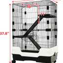 Homey Pet 3 Levels Chinchilla Ferret Pet Crate Small Animals Cages for Rat, Hamster, Guinea Pig, Squirrel, Include Caster Tray and Urine Guard (Black)