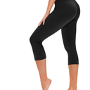 TNNZEET Capri Leggings for Women - Tummy Control Black Leggings with Pockets High Waisted Yoga Pants Workout Cycling Leggings, Size: L