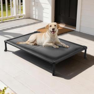 Veehoo Chew Proof Elevated Dog Bed, Indestructible Raised Dog Cot, Orthopedic Dog Platform Bed with Soft Padded Mat, Durable Waterproof Pet Cot for Indoor, Outdoor or Crate, 41-Inch, Grey