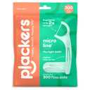 Plackers Micro Line Floss Picks - Intense Mint, Floss Fiber Made Without PTFE, 300 Count