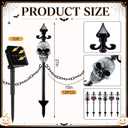 CroBlissful 13 Pcs Halloween Graveyard Fence Stake Solar Light, Multiple, 21 inches